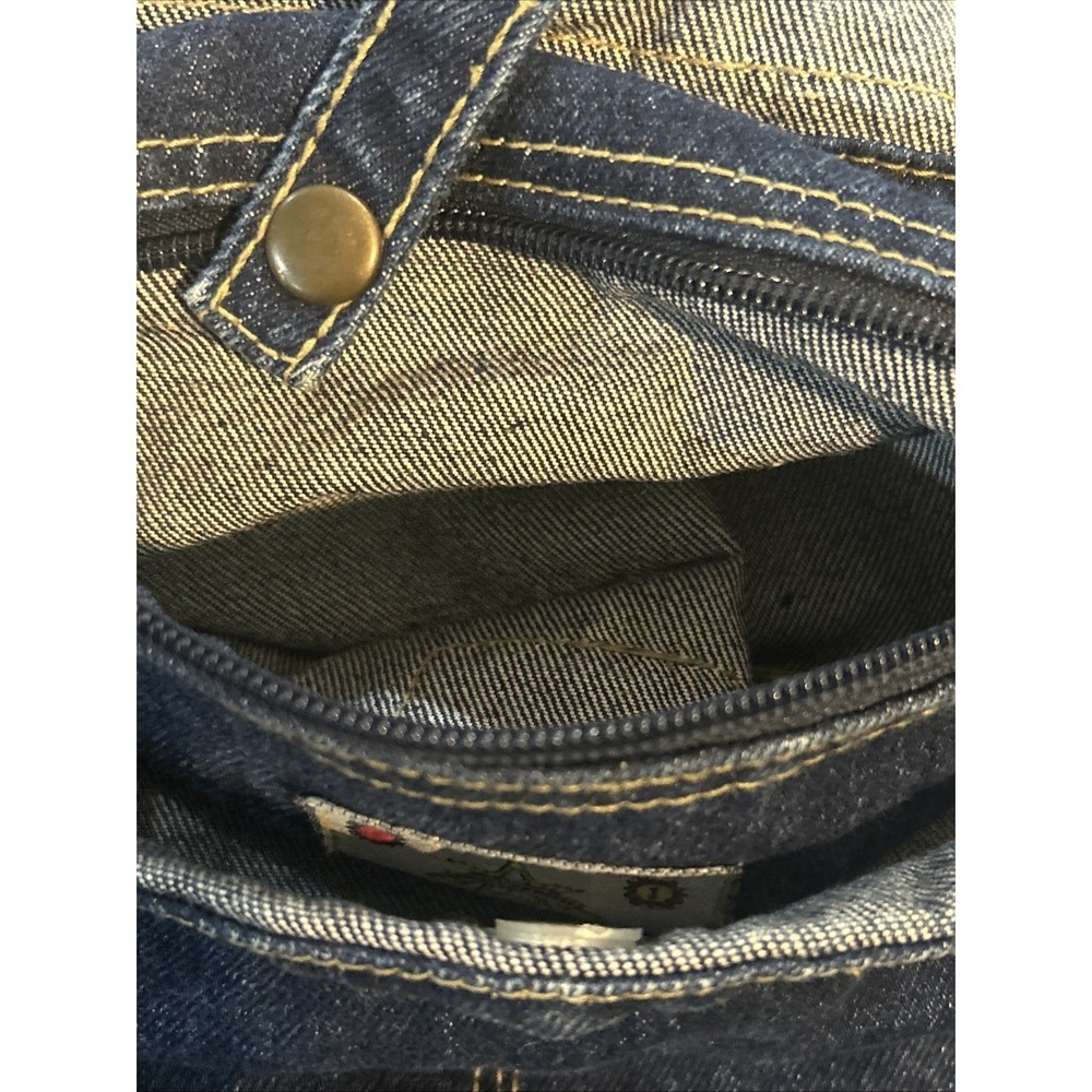 Vintage Y2K Fossil Denim Shoulder Bag Purse Messenger Tote Patch Dark Wash - Picture 6 of 11